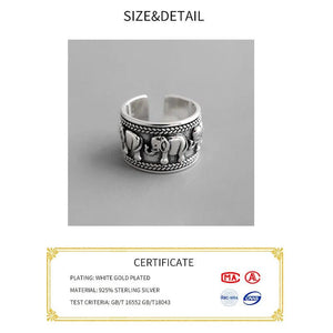 925 Silver Elephant Midi Flower Toe Chain Ring Adjustable