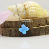 Lab OP06 Light Fire Opal Flower Pendant Necklace S925 Silver