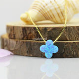 Lab OP06 Light Fire Opal Flower Pendant Necklace S925 Silver