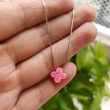 Lab OP06 Light Fire Opal Flower Pendant Necklace S925 Silver