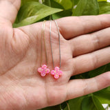 Lab OP06 Light Fire Opal Flower Pendant Necklace S925 Silver