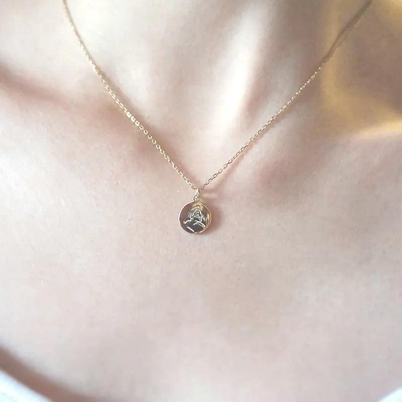 Cartoon Head 925 Silver Coin Necklace with Personalized Chain
