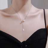 Sterling Silver Tide Pearl Clavicle Chain Necklace for Women