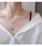 Sterling Silver Tide Pearl Clavicle Chain Necklace for Women