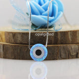 Round Evil Eye Opal Necklace 10mm 925 Sterling Silver Pendant
