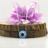 Round Evil Eye Opal Necklace 10mm 925 Sterling Silver Pendant