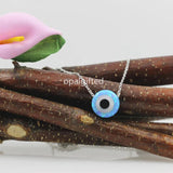 Round Evil Eye Opal Necklace 10mm 925 Sterling Silver Pendant