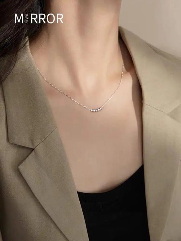 Geometric Sterling Silver 925 Necklace with Clavicle Chain for Women