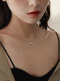 Geometric Sterling Silver 925 Necklace with Clavicle Chain for Women