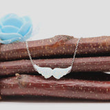 Angel Wings Synthetic Opal Necklace 925 Sterling Silver Chain