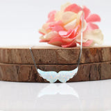 Angel Wings Synthetic Opal Necklace 925 Sterling Silver Chain