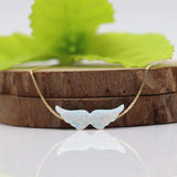 Angel Wings Synthetic Opal Necklace 925 Sterling Silver Chain
