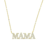 925 Silver MAMA Charm Necklace CZ Choker Mother's Gift