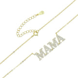925 Silver MAMA Charm Necklace CZ Choker Mother's Gift