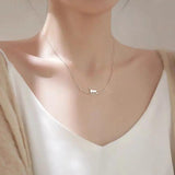Cat Curved Necklace 925 Silver Student Clavicle Chain