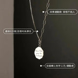 925 Silver Retro Letter Round Card Necklace