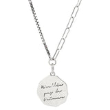 925 Silver Retro Letter Round Card Necklace