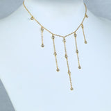 925 Silver CZ Tassel Choker Necklace Y Lariat Chain for Women