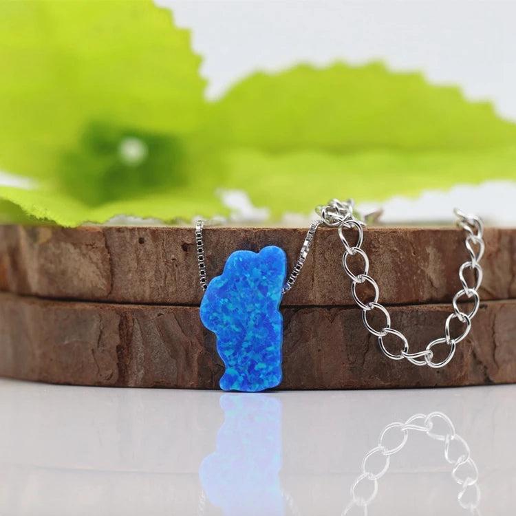 Blue Tahoe Lake Opal Necklace 9*15mm Synthetic Lake Tahoe Opal Necklace