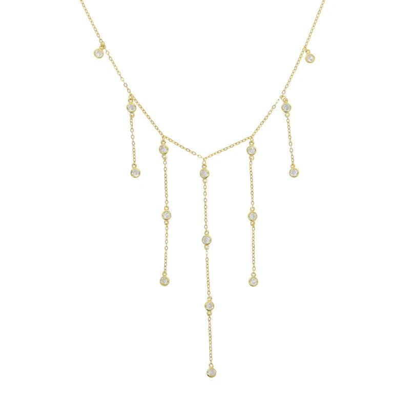 CZ Iced Out Bling Zircon Stone 925 Silver Y Necklace
