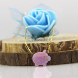Pink OP58 Synthetic Opal Pig Necklace 925 Sterling Silver Chain Gift