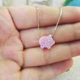 Pink OP58 Synthetic Opal Pig Necklace 925 Sterling Silver Chain Gift