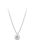 Moon Crescent Lettering S925 Silver Necklace Coin Women's