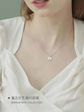Moon Crescent Lettering S925 Silver Necklace Coin Women's