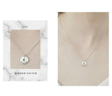 Moon Crescent Lettering S925 Silver Necklace Coin Women's