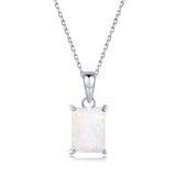 Real 925 Silver Opal AoBao Rectangle Necklace Women Party Wedding