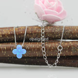 Opal Flower Pendant Necklace 925 Sterling Silver