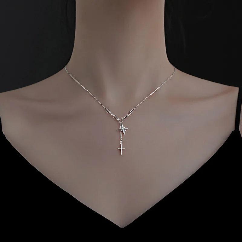 925 Silver Six-Pointed Star Necklace for Women
