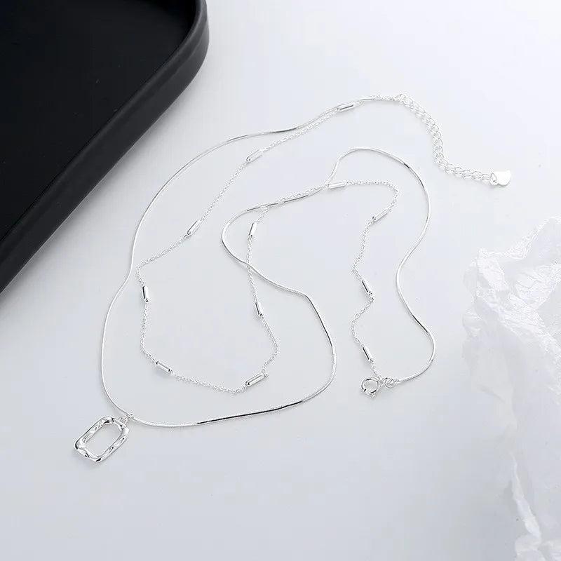 S925 Sterling Silver Double Snake Chain Necklace For Women Wedding