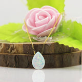 Pear Shape Opal Necklace 925 Silver Chain Wedding