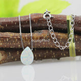 Pear Shape Opal Necklace 925 Silver Chain Wedding
