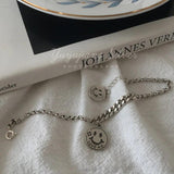Vintage Round Card Bracelet Thai Silver Face Jewelry for Women Men