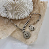Vintage Round Card Bracelet Thai Silver Face Jewelry for Women Men