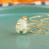 S925 Sterling Silver Hetian Jade Chalcedony Necklace