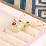 S925 Sterling Silver Hetian Jade Chalcedony Necklace