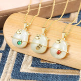 S925 Sterling Silver Hetian Jade Chalcedony Necklace