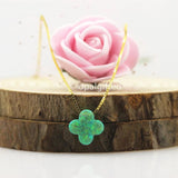 Silver 925 Necklace OP11 Green Four Leaf Clover Opal Necklace Choker