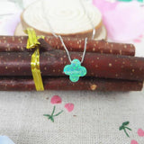 Silver 925 Necklace OP11 Green Four Leaf Clover Opal Necklace Choker