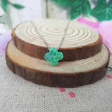 Silver 925 Necklace OP11 Green Four Leaf Clover Opal Necklace Choker