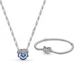 Enamel Pansy Wreath Necklace Butterfly Bracelet Set