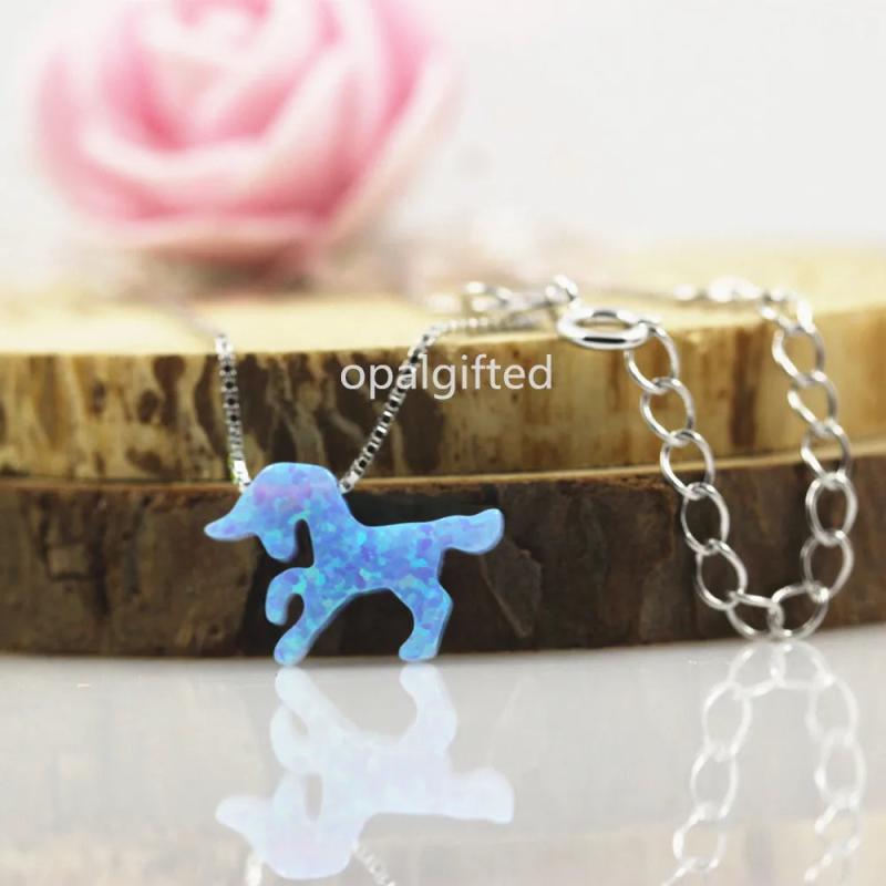 (1pc/lot)OP06 Baby Animal Unicorn Fire Opal Necklace S925