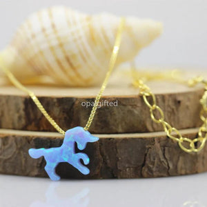 (1pc/lot)OP06 Baby Animal Unicorn Fire Opal Necklace S925