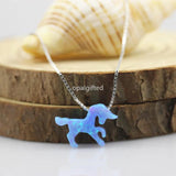 (1pc/lot)OP06 Baby Animal Unicorn Fire Opal Necklace S925
