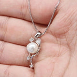 Zircon 925 Silver Pearl Choker Necklace
