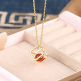 S925 Silver Red Agate Magic Cube Love Necklace