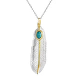 S925 Double Turquoise Feather Necklace Wedding Jewelry